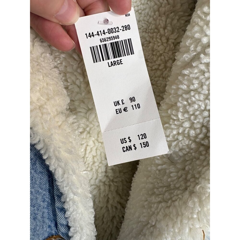 NWT Abercrombie & Fitch Sherpa Lined Button Down Blue Jean Jacket-sz Large - Picture 3 of 8